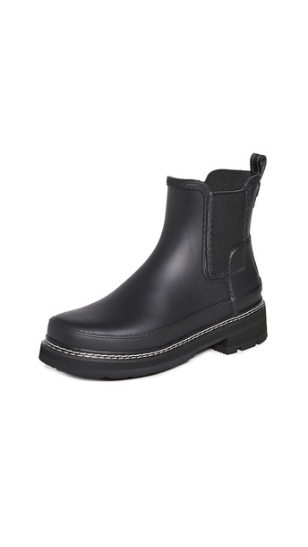 Hunter Boots Refined Chelsea Stitch Detail Wellington Boots in black