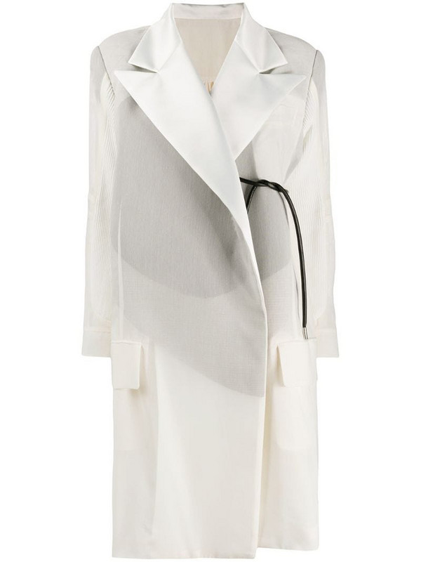 Sacai flared oversized coat in white