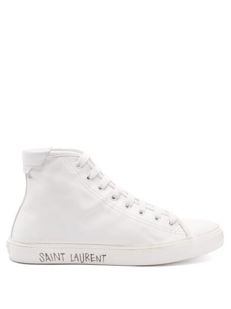 Saint Laurent - Malibu Leather High-top Trainers - Womens - White