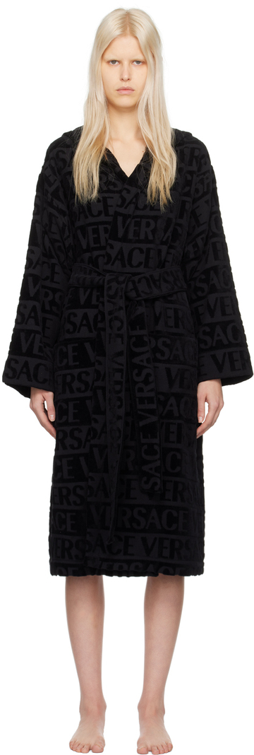 versace underwear black allover robe