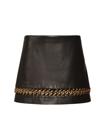 VERSACE Leather Mini Skirt W/ Chain Insert in black