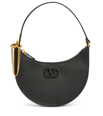 valentino garavani vlogo leather shoulder bag in black
