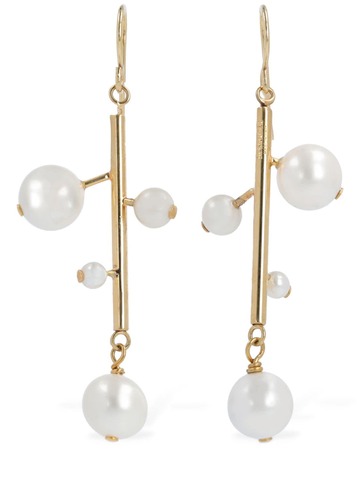 jil sander blossom 4 pearl earrings in gold
