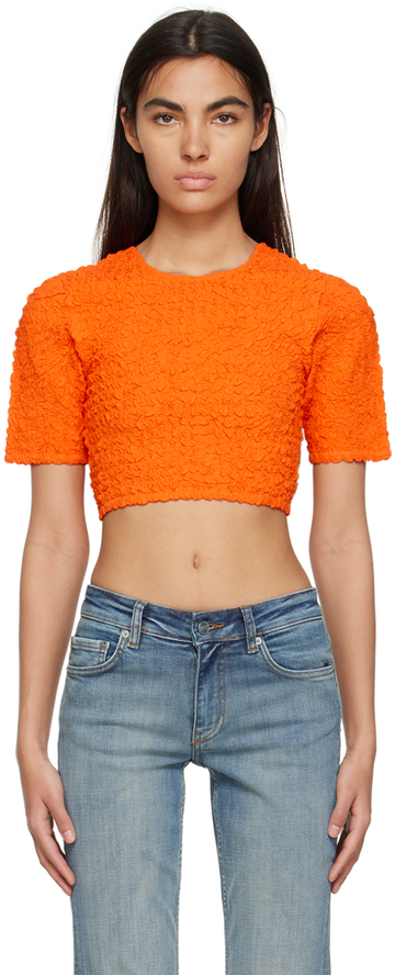 ganni orange cropped t-shirt