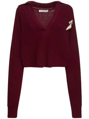 PHILOSOPHY DI LORENZO SERAFINI Embroidered Wool & Cashmere Sweater in burgundy