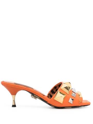 philipp plein studded square-toe sandals - orange