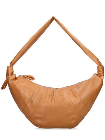 lemaire large croissant leather crossbody bag in brown