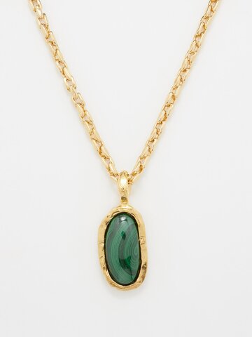 alighieri - the sliver of the mountain malachite necklace - womens - gold green