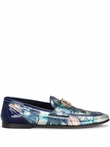 dolce & gabbana ariosto abstract-print slippers - blue