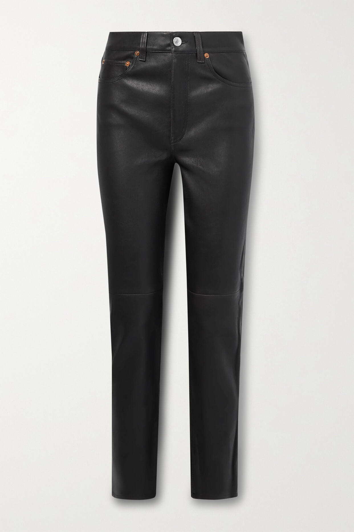 RE/DONE - 70s Leather Straight-leg Pants - Black