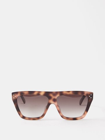 celine eyewear - oversized d-frame tortoiseshell-acetate sunglasses - womens - black brown multi