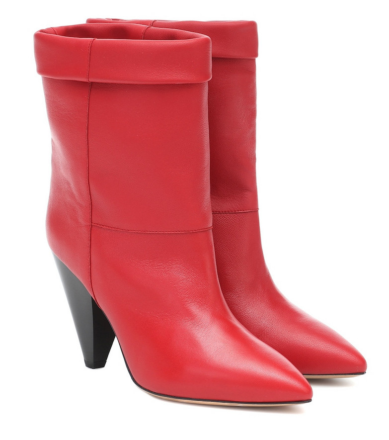 Isabel Marant Luido leather ankle boots in red