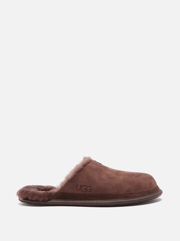 ugg - hyde shearling-lined suede slippers - mens - dark brown