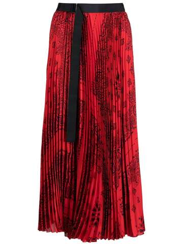 sacai graphic-print fully-pleated skirt - red