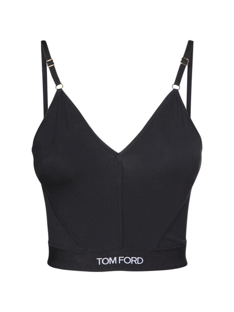 TOM FORD Cropped Tech Jersey Tank Top in black