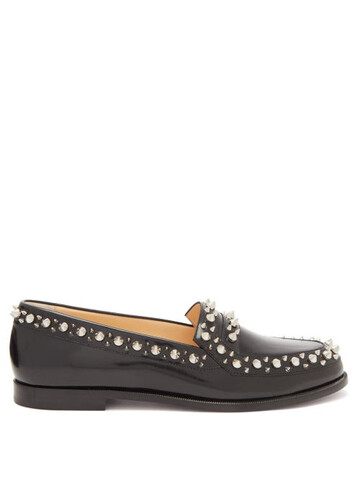 christian louboutin - mattia spike-embellished leather loafers - womens - black