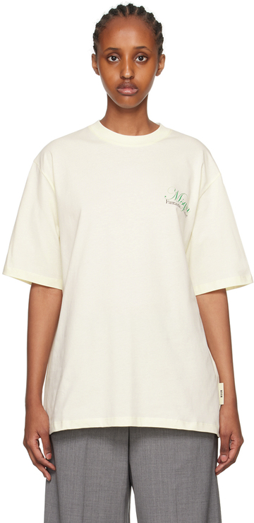 msgm off-white printed t-shirt in cream
