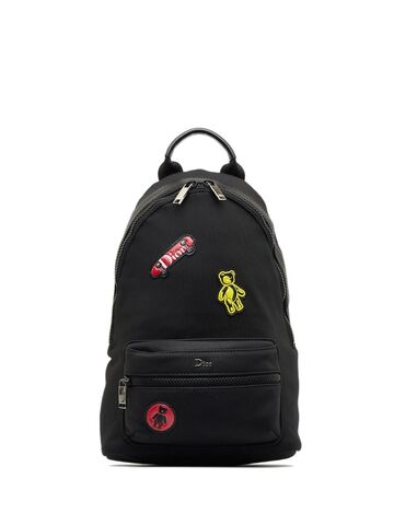 christian dior pre-owned logo appliqué backpack - black