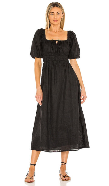 faithfull the brand maurelle midi dress in black