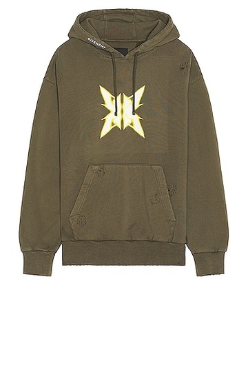 givenchy boxy hoodie in army in khaki