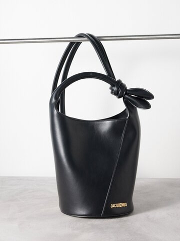 jacquemus - tourni small leather bucket bag - womens - black
