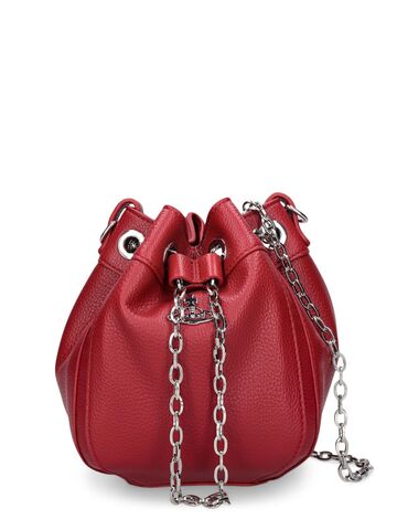 vivienne westwood small chrissy faux leather bucket bag in red