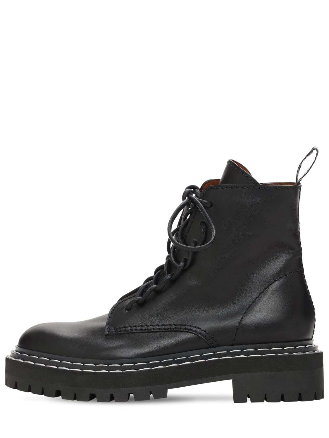 PROENZA SCHOULER 30mm Lug Sole Leather Combat Boots in black