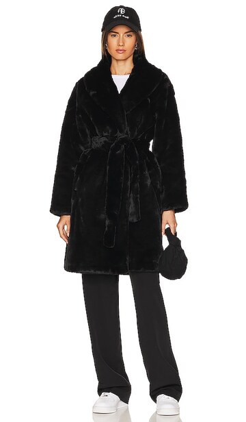 apparis bree faux fur coat in black in noir