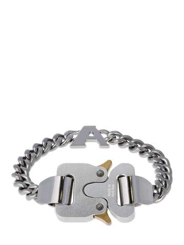 1017 ALYX 9SM A Logo Charm Buckle Bracelet in silver