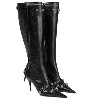 Balenciaga Cagole leather knee-high boots in black