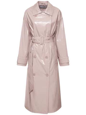 stand studio katharina faux leather trench coat in lilac