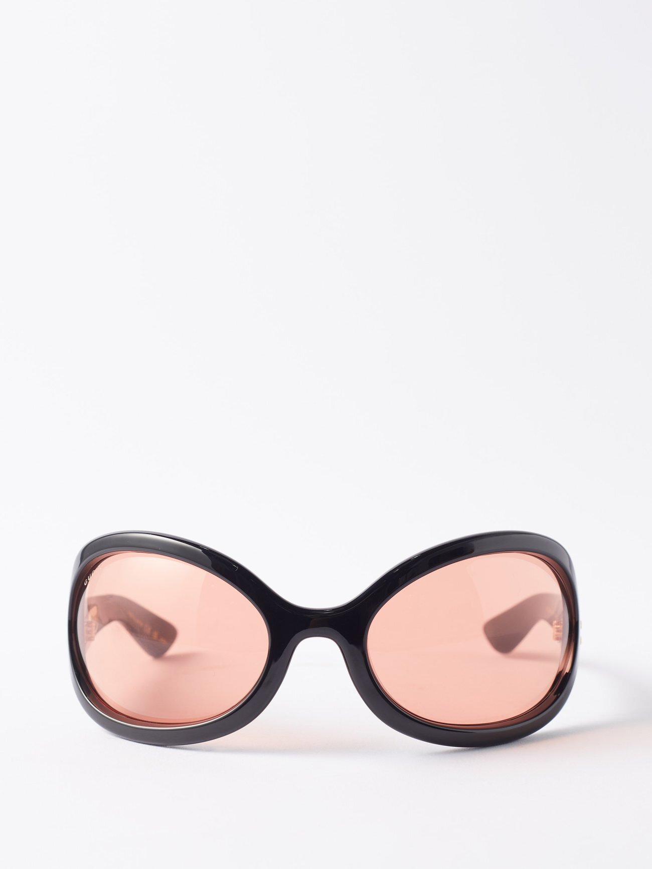 Gucci Eyewear - Oversized Wraparound Acetate Sunglasses - Womens - Black Red