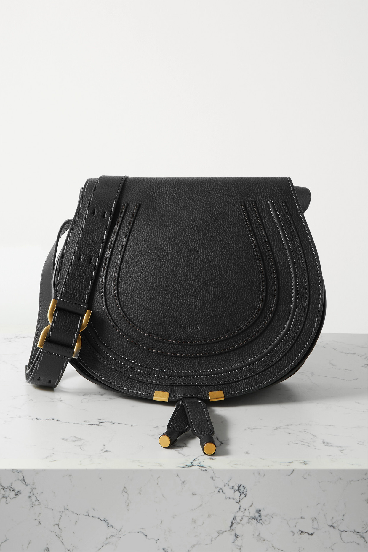 Chloé Chloé - Marcie Medium Textured-leather Shoulder Bag - Black