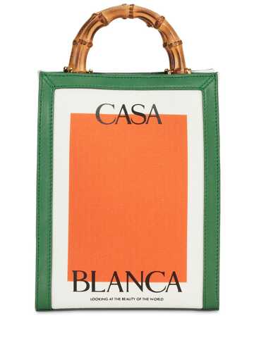 CASABLANCA Mini Casa Printed Canvas & Leather Bag in green / orange