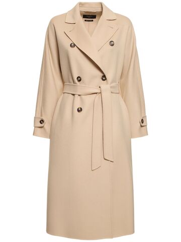 weekend max mara affetto long wool blend trench coat in beige