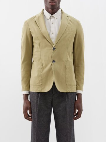 barena venezia - borgo single-breasted cotton-blend suit jacket - mens - khaki