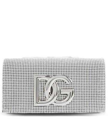 Dolce & Gabbana 3.5 logo crystal mesh shoulder bag in silver