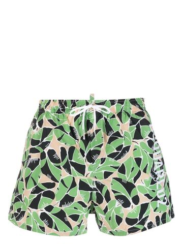 dsquared2 leaf-print swim shorts - green