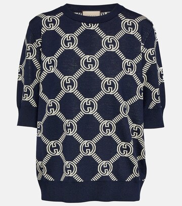 gucci gg jacquard knitted top in blue
