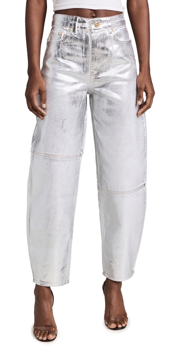 ganni foil denim stary pants bright white 28