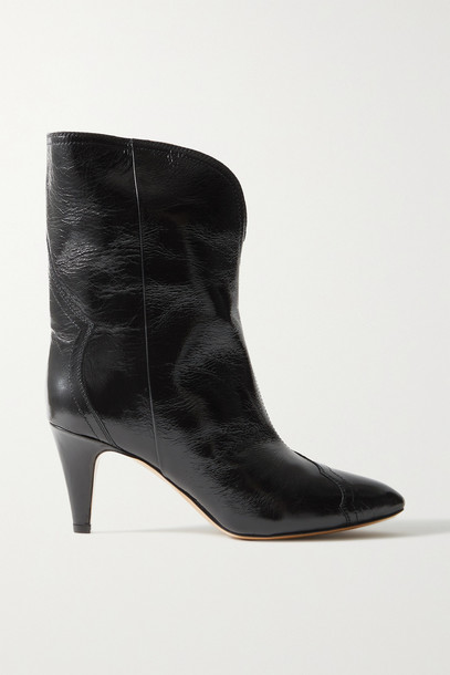Isabel Marant - Dytho Crinkled Glossed-leather Ankle Boots - Black
