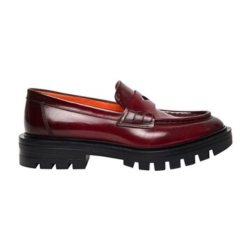 santoni leather penny loafers in red