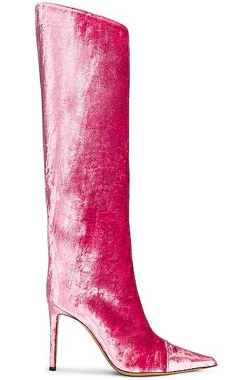 alexandre vauthier velvet 105 boot in pink