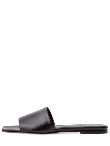aeyde 10mm anna leather slide flats in black