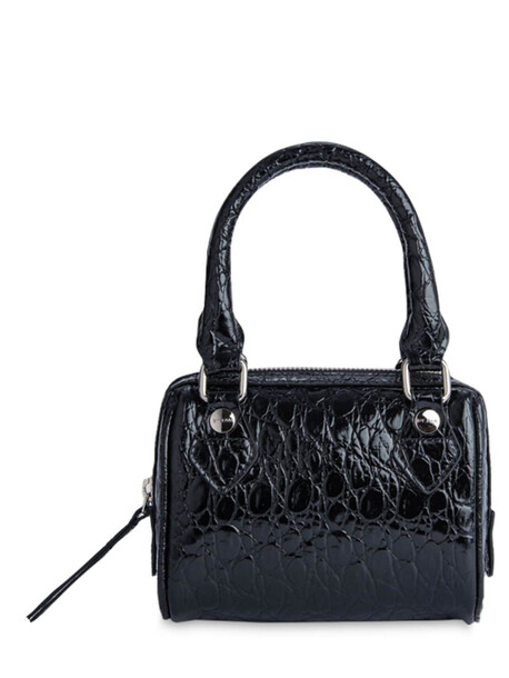 BY FAR Dora Embossed Leather Top Handle Bag in black