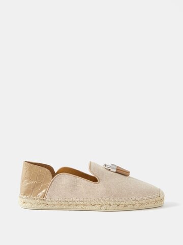 christian louboutin - canvas and leather espadrilles - mens - beige