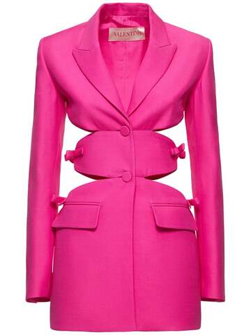 valentino wool & silk crepe bow sides mini dress in pink