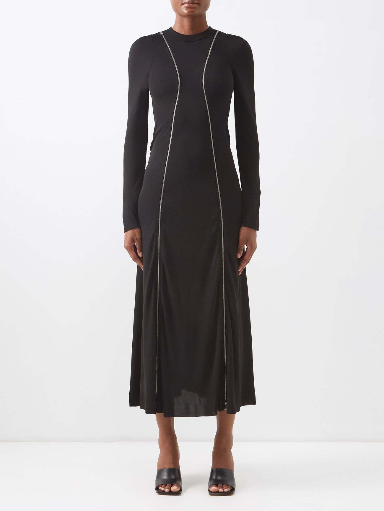 Victoria Beckham - Dual-zip Jersey Dress - Womens - Black