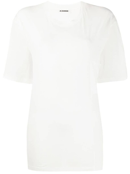 Jil Sander draped-pocket short sleeved T-shirt in white