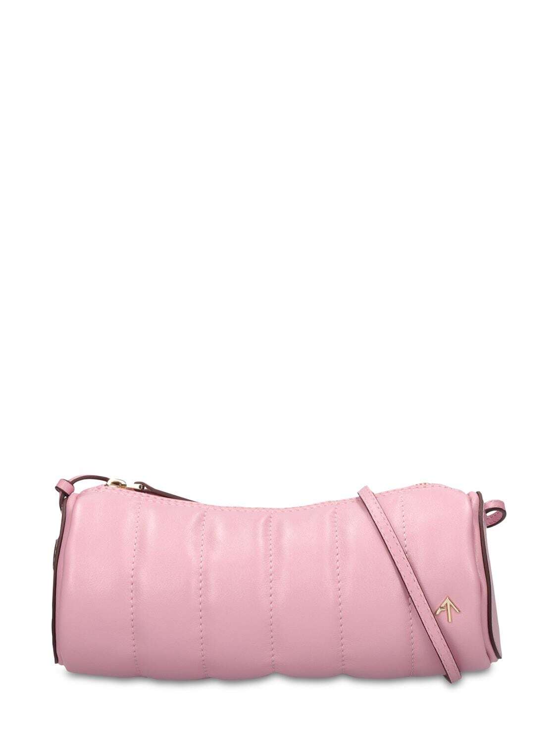 MANU ATELIER Padded Cylinder Leather Shoulder Bag in pink